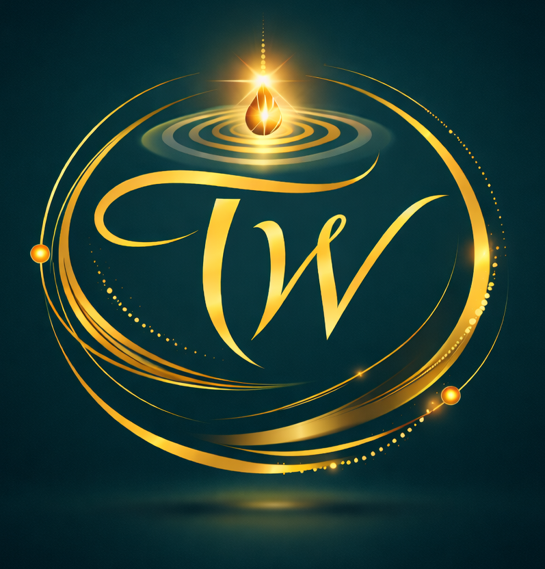 Minimalist professional logo for 'Thomas WEDRAL' — clean sans-serif wordmark with small 'TW' monogram mark. White on transparent background. Flat, simple, high contrast, no shadows, centered.